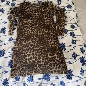 Long Sleeve Cheetah Print Dress
